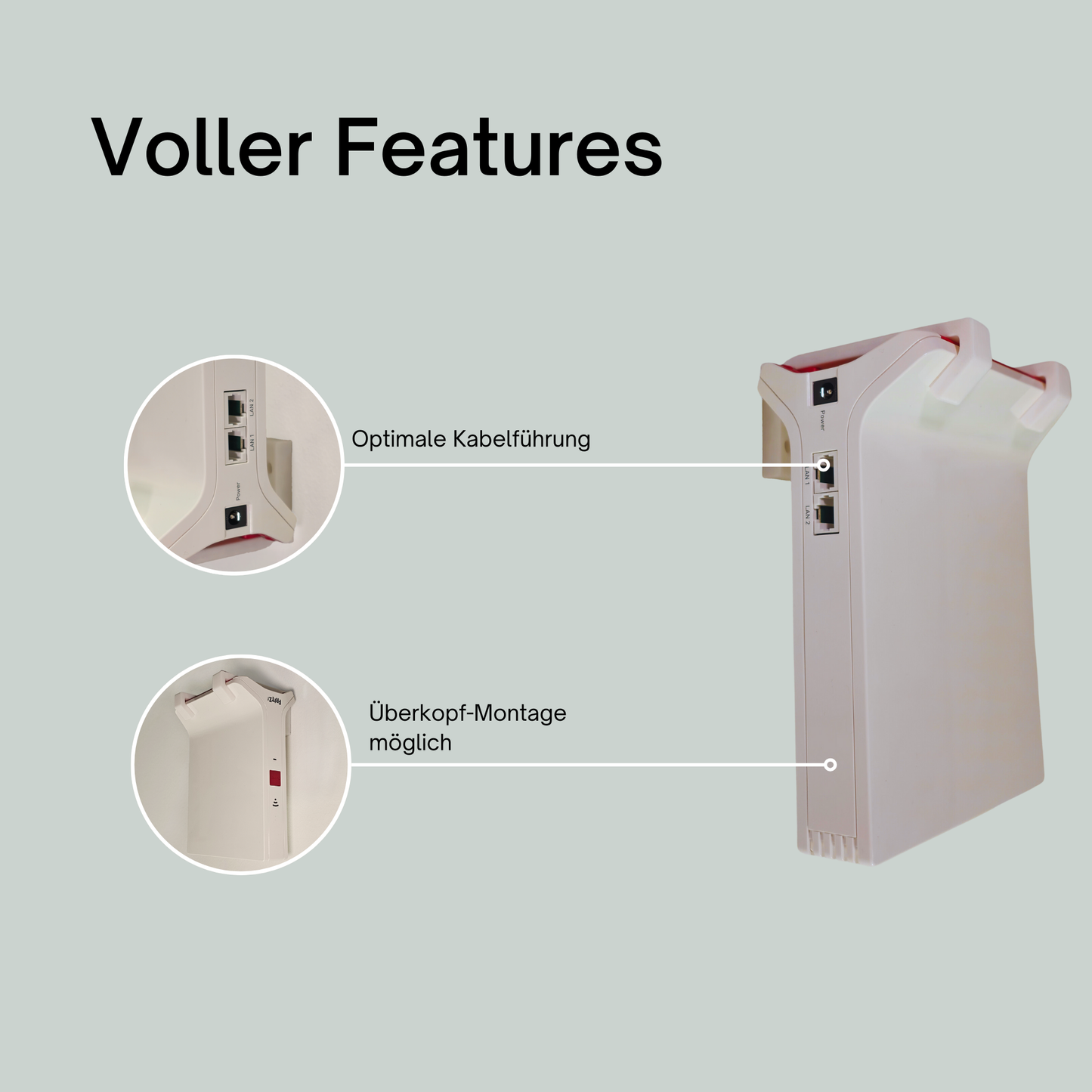 Wandhalterung für Fritz!Box Repeater 3000, 6000, 3000 AX, 6000 AX – Mit Befestigungsmaterial