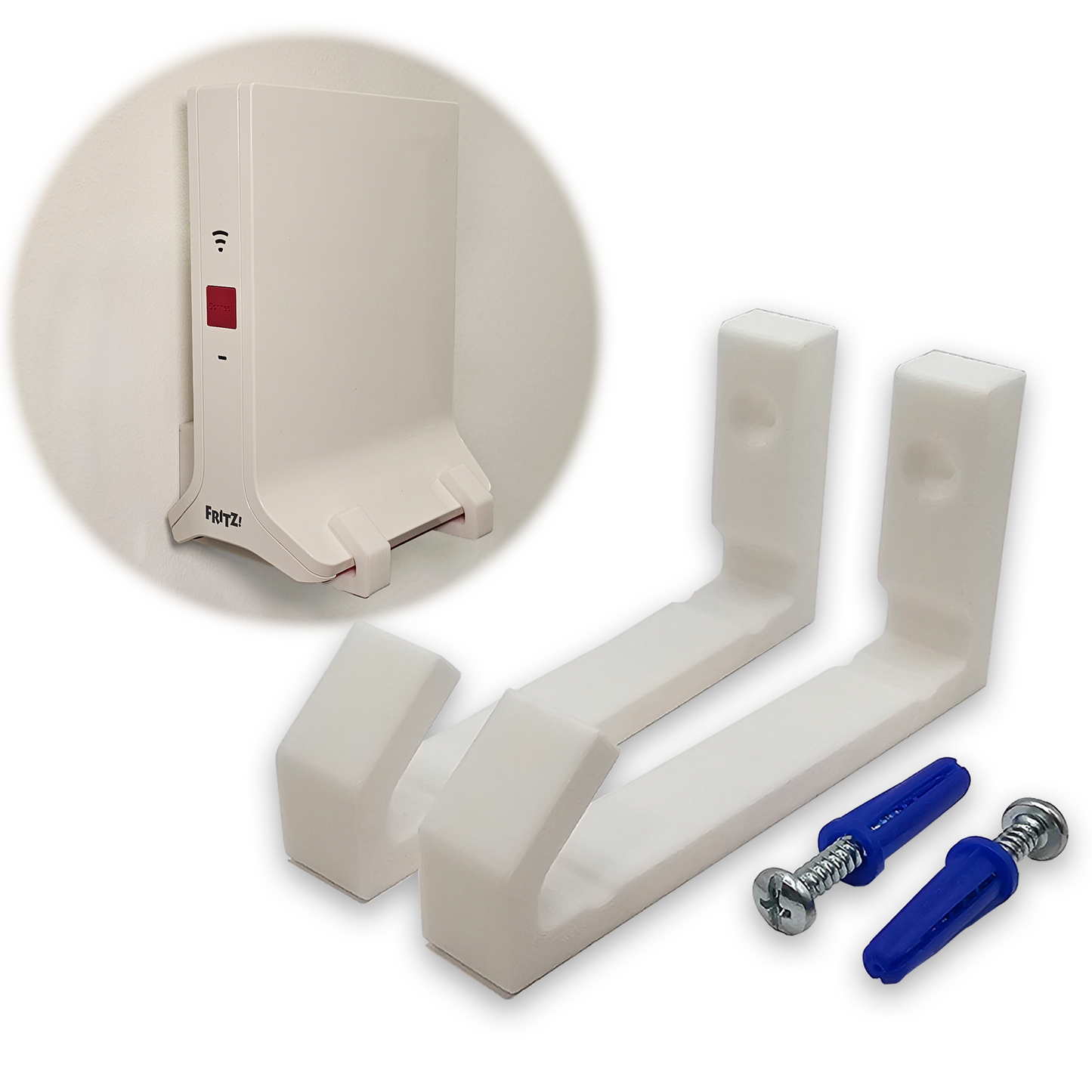Wandhalterung für Fritz!Box Repeater 3000, 6000, 3000 AX, 6000 AX – Mit Befestigungsmaterial
