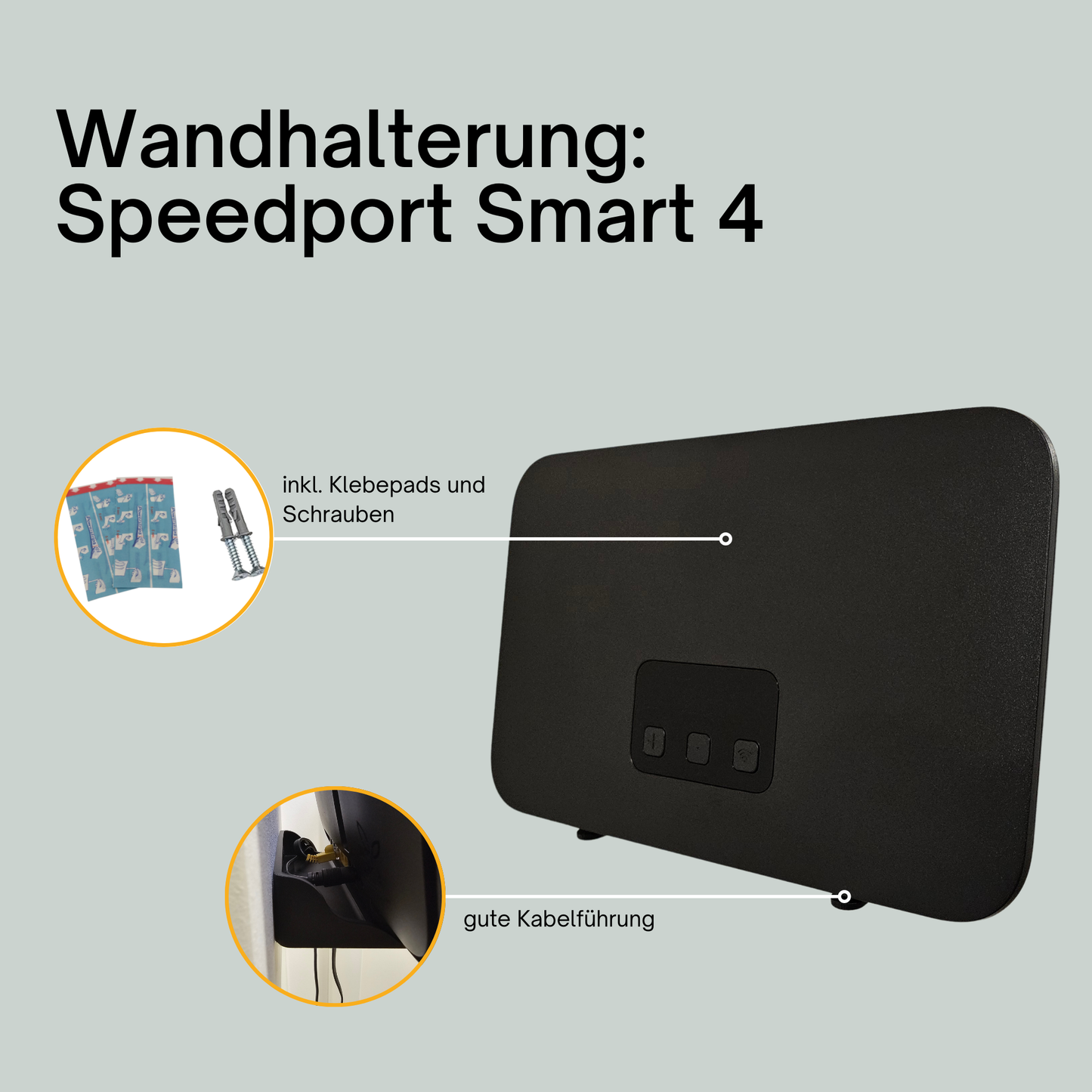Wandhalterung für Telekom Speedport Smart 4 Plus Router – inkl. tesa® Powerstrips & Schrauben